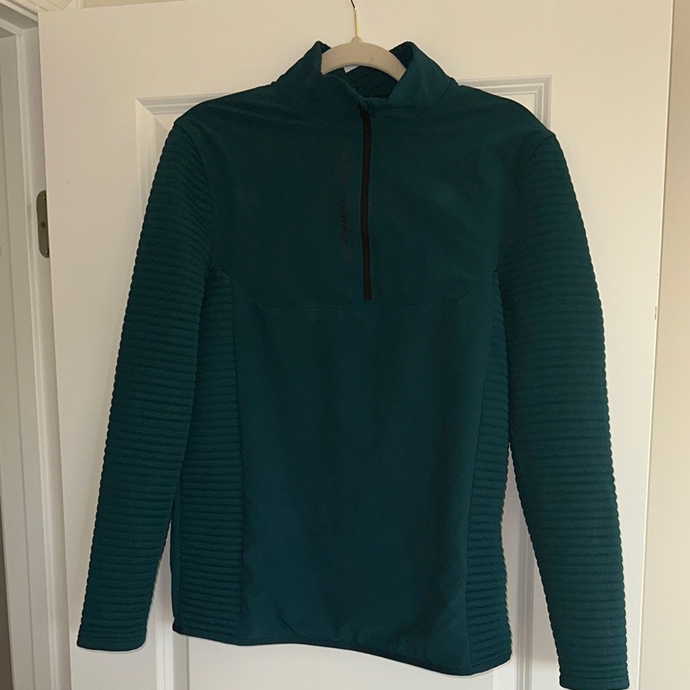 Under Armour Green Zip Up Sweater with Mock Neck